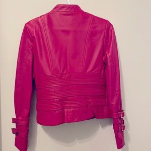 Pink Leather bomber jacket